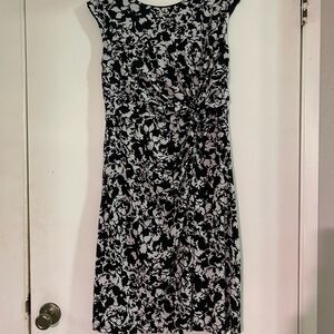 212 Collection Black and White Patterned Midi Dress
